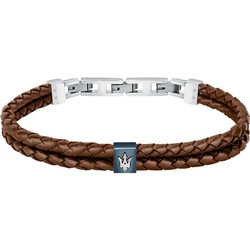 Maserati Armband Edelstahl, Leder, recycelt braun Herren 