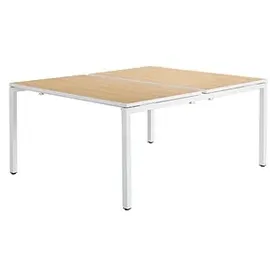 Paperflow easyDesk Doppelschreibtisch buche rechteckig, 4-Fuß-Gestell weiß 160,0 x 166,0 cm