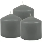 HS Candle Stumpenkerzen Ø8cm 3er Pack Grau