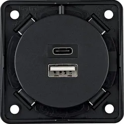 Berker USB Ladesteckdose 230 V, 2fach, 3A, A+C, Integro, anthrazit, USB A + USB
