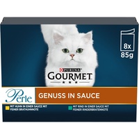 PURINA GOURMET Perle Genuss in Sauce Katzenfutter nass, Sorten-Mix, 10er Pack (10 x 8 Beutel à 85g)