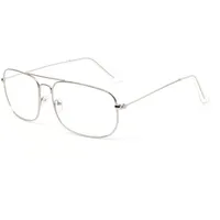 Kelens Brille Ohne Sehstärke für Herren Damen Metallgestell Klare Linse Nerdbrille Retro Quadratische Fake Brille Dekobrille (Silber.) - M