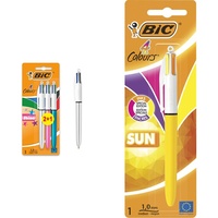BIC 4 Colour Shine Kugelschreiber & 4 Farben Kugelschreiber 4 Colours Sun, Special Edition, 1er Pack, Ideal für das Büro, das Home Office oder die Schule