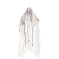 Europalms Halloween Hexe, weiß, 170x50x20cm | Animierte Figur mit Licht-, und Bewegungseffekten