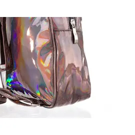 Cepewa trendiger Damen Mini-Rucksack Metallic Grau/Rosa