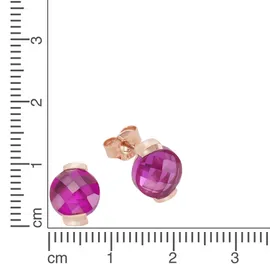 Jamelli Ohrstecker Jamelli Silber 925 rosé-vergoldet mit pinken Quarz-Steinen 6,28