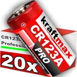 kraftmax 20er Pack CR123 / CR123A Lithium Hochleistungs- Batterie für professionelle Anwendungen - Neueste Generation
