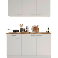 Respekta Küche »Luis, mit Duo Kochfeld, wahlweise mit Mikrowelle, Korpus Weiß,«, Breite 150 cm, weiß