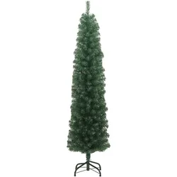 vidaXL Schlanker Künstlicher Weihnachtsbaum mit Ständer Grün 210cm PVC