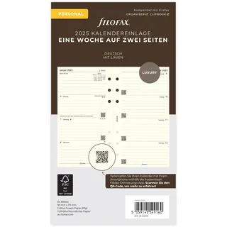 Filofax Personal 1 Woche auf 2 Seiten cotton cr.(deutsch)2025