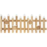 ECD Germany Deko LED Zaun Holz Mini Gartenzaun Weihnachtsdeko Winter Gatter Braun 98x39 cm