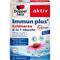 Doppelherz Immun plus Echinacea 8-in-1 Abwehr - Mit Vitamin C, Vitamin D und Zink als Beitrag zur normalen Funktion des Immunsystems - 20 Depot-Tabletten