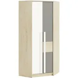 Kinderzimmer Kleiderschrank Eckschrank Fjord Buche Nb. DARDA-131 mit Fronten in weiß und platingrau, b/h/t: ca. 82/199/82 cm
