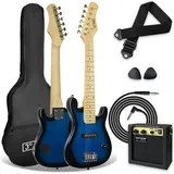 3rd Avenue E-Gitarrenset für Kinder in 1/4-Größe, Junior-Gitarre für Anfänger – mit tragbarem Verstärker mit 5 W, Kabel, Tasche, Plektren und Gurt – in Blau