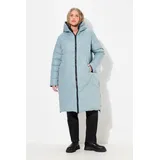 Ulla Popken Damen große Größen Übergrößen Plus Size HYPRAR Wende-Steppmantel, A-Linie, wasserabweisend graublau 46+ 833359183-46+ - 46-48