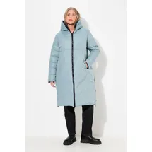 Ulla Popken Damen große Größen Übergrößen Plus Size HYPRAR Wende-Steppmantel, A-Linie, wasserabweisend graublau 46+ 833359183-46+ - 46-48