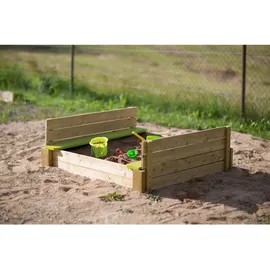 Wendi Toys Sandkasten mit Holzabdeckung und Sitzflächen natur (WE-105)