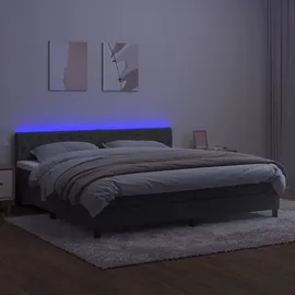 vidaXL Boxspringbett mit Matratze & LED Dunkelgrau 200x200 cm Samt