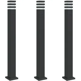 vidaXL Außenleuchte Aluminium 110 cm 3er Set schwarz