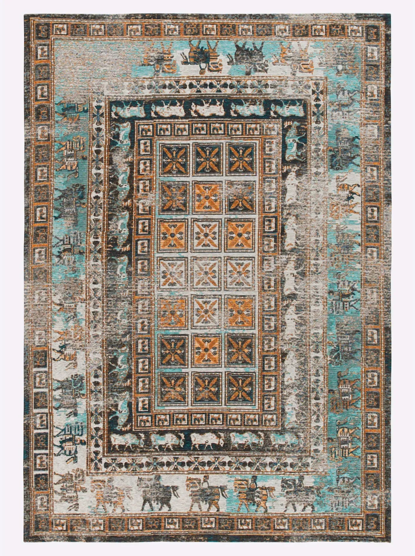Teppich HEINE HOME Gr. 2, bunt (türkis, bunt), B:80cm H:7mm L:160cm, Baumwolle, Kunstfaser, Polyester, Teppiche, Teppich
