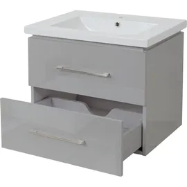 Mendler Premium Waschbeckenunterschrank HWC-D16, Waschtischunterschrank Waschtisch Badmöbel, hochglanz 60cm ~ grau