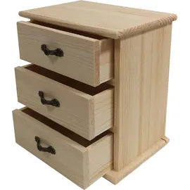 Yudu Holzkästchen Holz Kommode Aufbewahrungsbox Sammelkasten mit 3 Schubladen