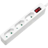 Logilink Steckdosenleiste mit Schalter, 3-fach, Euro schmal, 1.5m, weiß