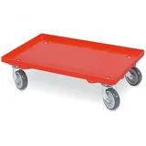 BRB-Lagertechnik Transportroller für Eurobehälter 600 x 400 mm, geschlossenes Deck, TK 250 kg, rot
