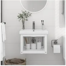 vidaXL Badezimmer Wand-Waschtischgestell Weiß 40x38x31 cm Eisen