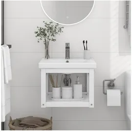 vidaXL Badezimmer Wand-Waschtischgestell Weiß 40x38x31 cm Eisen