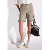 STREET ONE Bermudas "Style Yulius", Damen, Gr. 34, N-Gr, grau (buff grau), Web, Obermaterial: 98% Baumwolle, 2% Elasthan, unifarben, regular fit kniefrei, Hosen Bermudas, Sommerhose mit Turn-Up