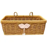 Fenteer Hängender Rattan Aufbewahrungskorb - Deko Korb für Küche Bad Wohnzimmer - Ideal für Knoblauch Zwiebeln Obst - Handgeflochten mit Griff - Wandkorb für stilvolle Aufbewahrung, L