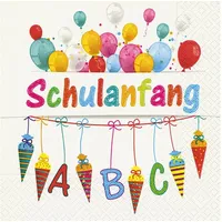 Paper + Design Paper+Design Papierserviette Schulanfang, (20 St), 33 cm x 33 cm weiß