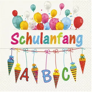 Paper + Design Paper+Design Papierserviette Schulanfang, (20 St), 33 cm x 33 cm weiß