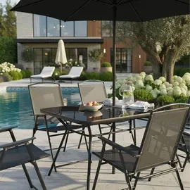 Oviala Gartenmöbel Set Tisch und 6 Klappstühle grau