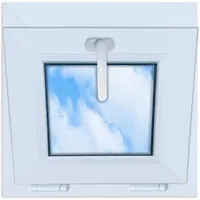 LORAC | Kunststofffenster weiß 450x450mm, 45x45cm, kippbar, Standard-Fenster mit 2-fach Verglasung, energiesparend, Kellerfenster mit CE-Zertifikat, ideal für Wohnräume und Keller