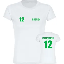 multifanshop Damen T-Shirt - Bremen - Trikot Nummer 12 - Druck grün - Frauen