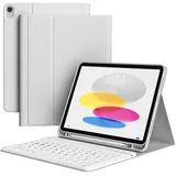 zoyu Tastatur Hülle für iPad 11. Generation A16 2025 / iPad 10. Generation 2022, Magnetisch Bluetooth-Tastatur QWERTZ-Layout, Weiches TPU Stoßfest Hülle, Auto Wake/Sleep, Grau