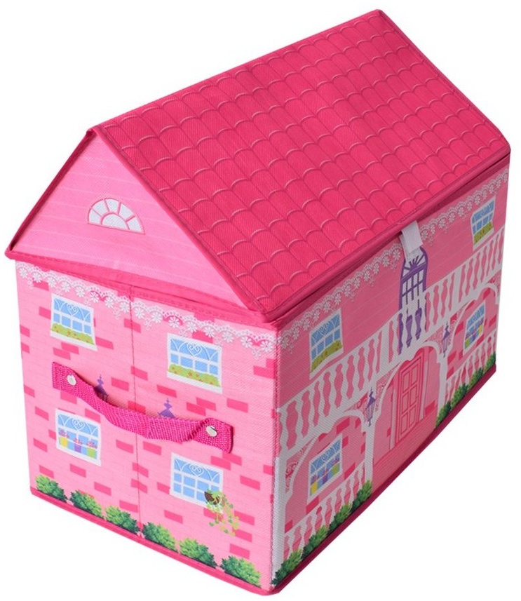 Spielzeugtruhe Motiv Aufbewahrungsbox mit Deckel Villa Schloss Box faltbar rosa