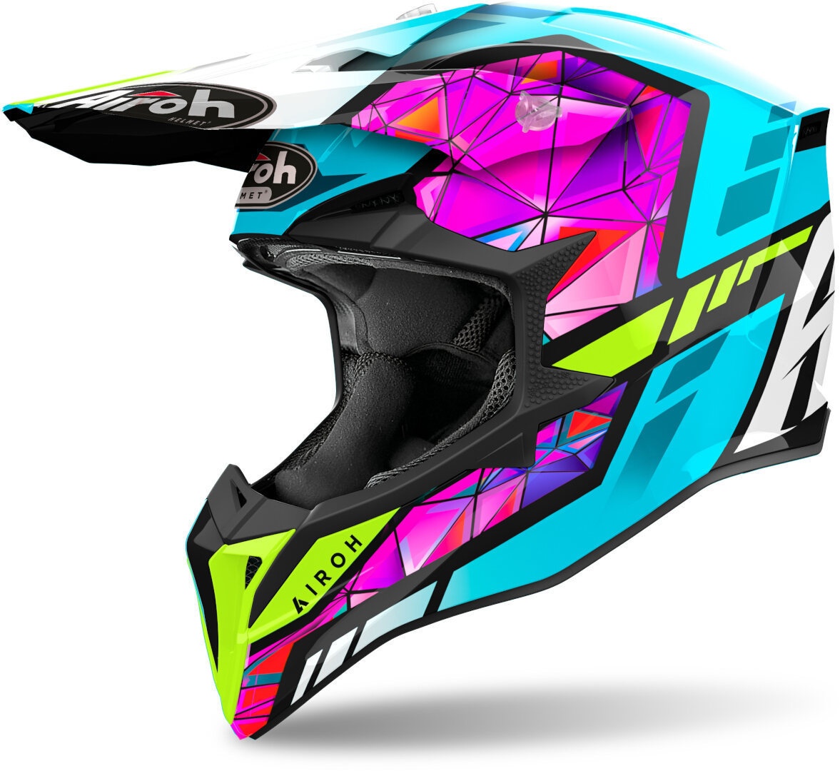 Airoh Wraaap Diamond Motorcross Helm, pink-blauw-geel, 2XL