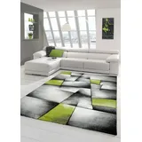 Teppich-Traum Designer Teppich - Moderner Wohnzimmer Kurzflor mit Konturenschnitt Karo Muster - Grün Grau Weiß Schwarz - Größe 160x230 cm