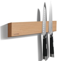 Linoroso 16.5"(42cm) Magnetisch Messerhalter für Wand Leistungsstarkes Buchenholz Magnet Messerstreifen Messerhalterung für Küchenmesser & Werkzeuge - Buchenholz