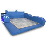 aea Multifunktionales Bett 180 x 200 cm Kunstleder blau