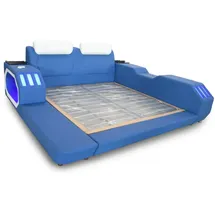 aea Multifunktionales Bett 180 x 200 cm Kunstleder blau