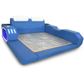 aea Multifunktionales Bett 180 x 200 cm Kunstleder blau