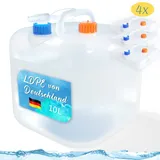 Reinalin Wasserkanister Faltbar 4er-Set 10L - Wassertank mit Hahn Camping Trinkwasserkanister Lebensmittelecht - Notfallausrüstung Kanister Wasser