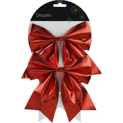Schleifen 17cm 2er Set Geschenkschleifen Weihnachtsschleifen Dekoschleifen festliche Dekoration Weihnachten Hochzeit rot metallic