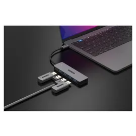 Sitecom USB-C To 4x USB-A Hub - Schwarz/Grau