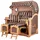 Mr. Deko bene,iving Strandkorb Komplettset Ammersee Grande XL Teak Bullauge PE grau Modell 581 inkl. Liftersystem Schutzhülle Doppelrollen Glasbecherhalter