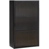[en.casa] Hängeschrank Zundert mit geriffelter Glastür 60x35x15 cm Stahl Schwarz